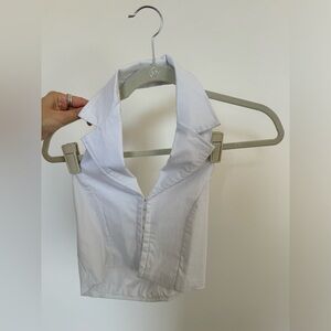 White Collared Crop Top